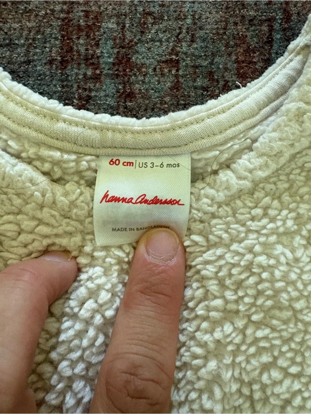 Hannah Anderson 3 month Cream Sherpa Baby Romper